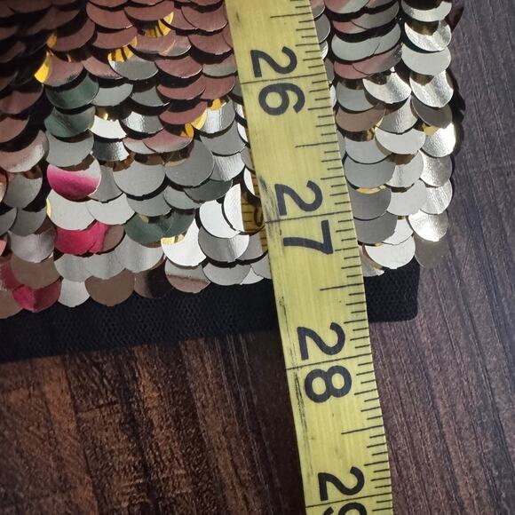 Halogen Embellished Paillette Sequined Knee Length Skirt in Gold - Picture 9 of 9